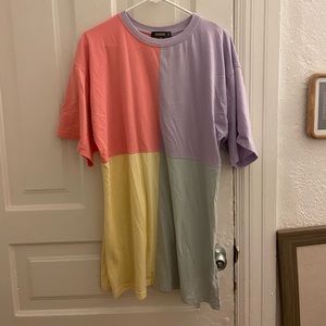 Missguided oversized color block t-shirt dress